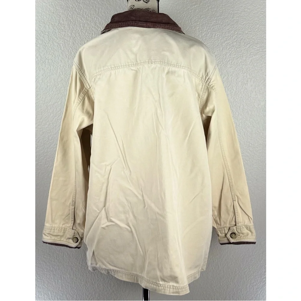 Vintage Women's Barn Utility Jacket Cream with Brown Corduroy Collar size Medium - Picture 9 of 9